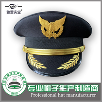 Ara hat factory spot black big cap pilot big cap gold wheat ear embroidery big brimmed hat aviation hat