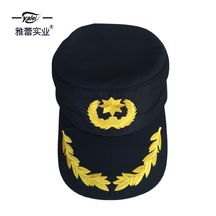 Spot men's and women's black hats yellow embroidered wheat ears security hats security training hats property duty hats