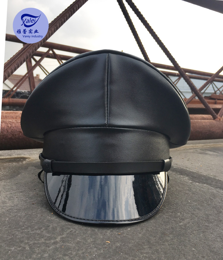 New Products Spot Black Leather PU Leather Big Cover Type Nut Military Memes Foreign Great Peak Hat Diy Performance Hat Nightclub hats