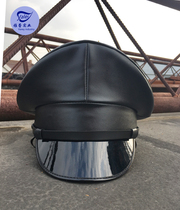 New spot black leather Puskin big cap military fans foreign big brimmed hat diy performance Hat nightclub hat