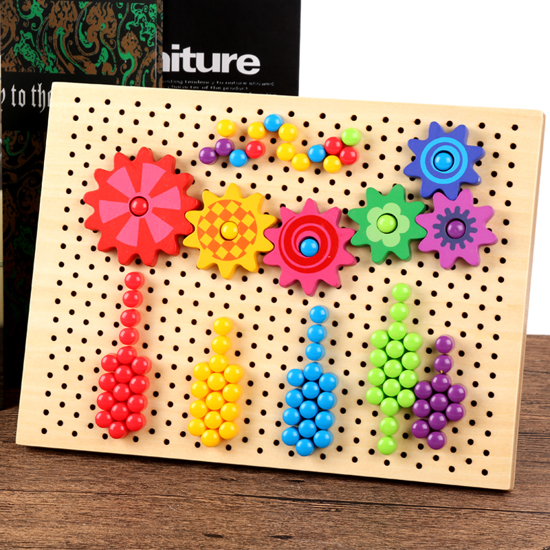 Creative mushroom nail 3-6 years old boys and girls baby puzzle puzzle plug building blocks Early education educational toys Children's gifts