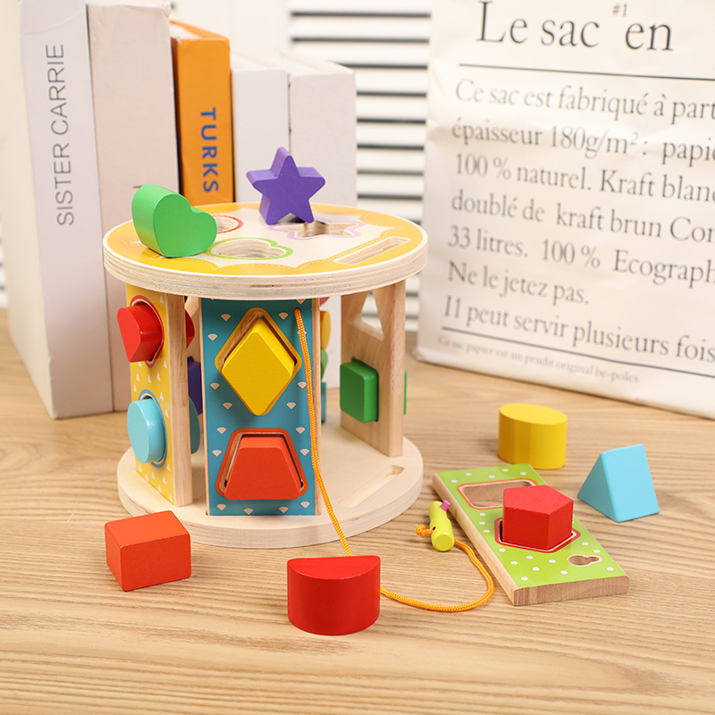 Children's early education 1-3 years old baby educational toys 13 holes geometric shape box paired wooden multi-function intelligence box