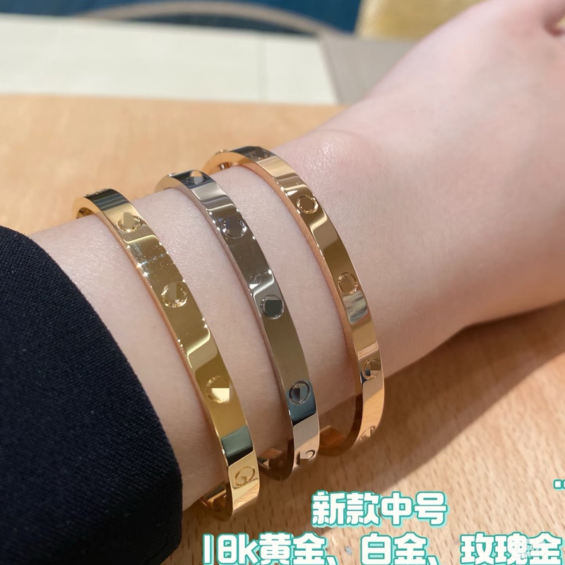 Modernka Au75018K Gold Designer Love Real Diamond Bracelet for Women, Light Luxury High-End Bracelet Jewelry