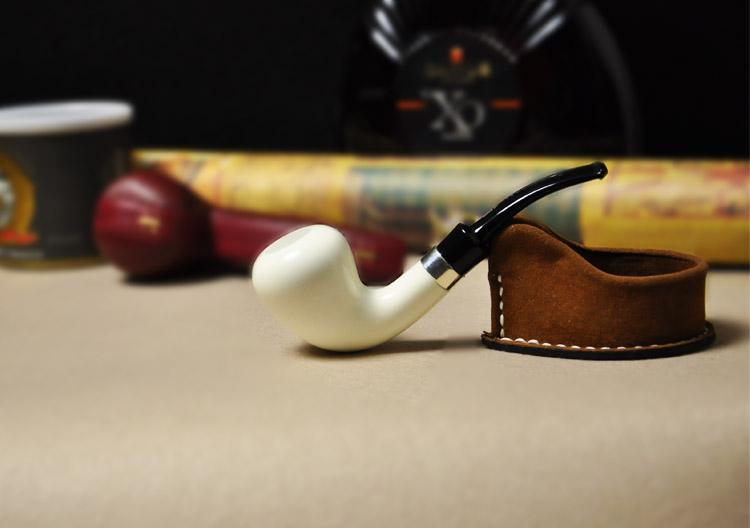 (original stone spot) Turkish IMP sea bubble stone tobacco fight 925 silver ring glossy finish