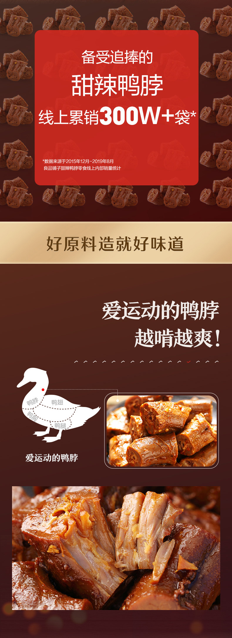 良品铺子 甜辣鸭脖 190g*4袋 图2