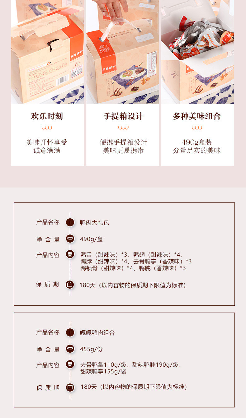 历史低价 良品铺子 鸭肉零食大礼包 500g 图8