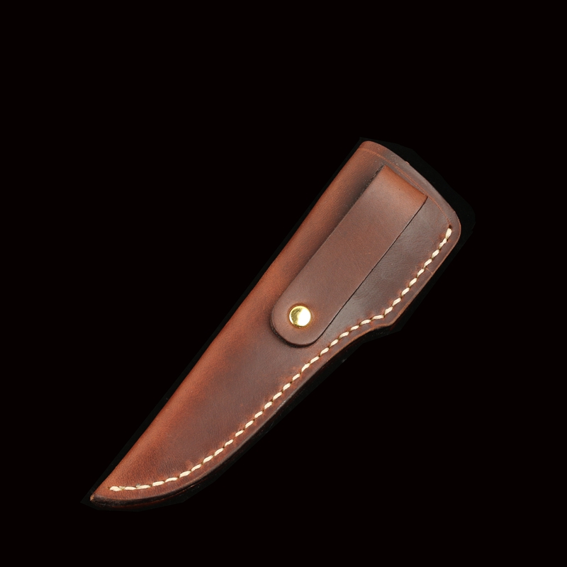Cow Leather Plant Tanning Leather Handmade Leather Knife Sheath Nordic Small Straight Small Hunting Knife Integrated Sheath In-line Universal Hand Stitches
