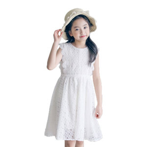 新款女童白色蕾丝裙子连衣裙
