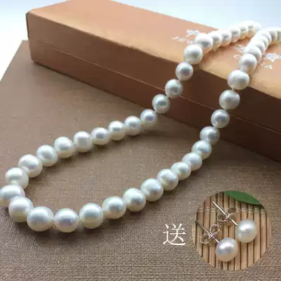 Natural freshwater pearl necklace nearly round white full fashion simple send Mother Mother Mother Mother Mother's Day silver buckle