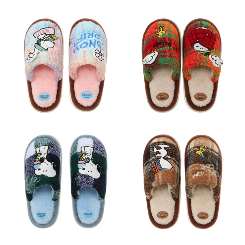 Miniso Snoopy Warm Winter Cotton Slippers for Women, Home Slippers, Warm Couple Style, Can Be Worn Outside