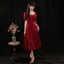 Wine red toast dress bride wedding 2021 new dress usually can be worn dress temperament woman usually can be worn