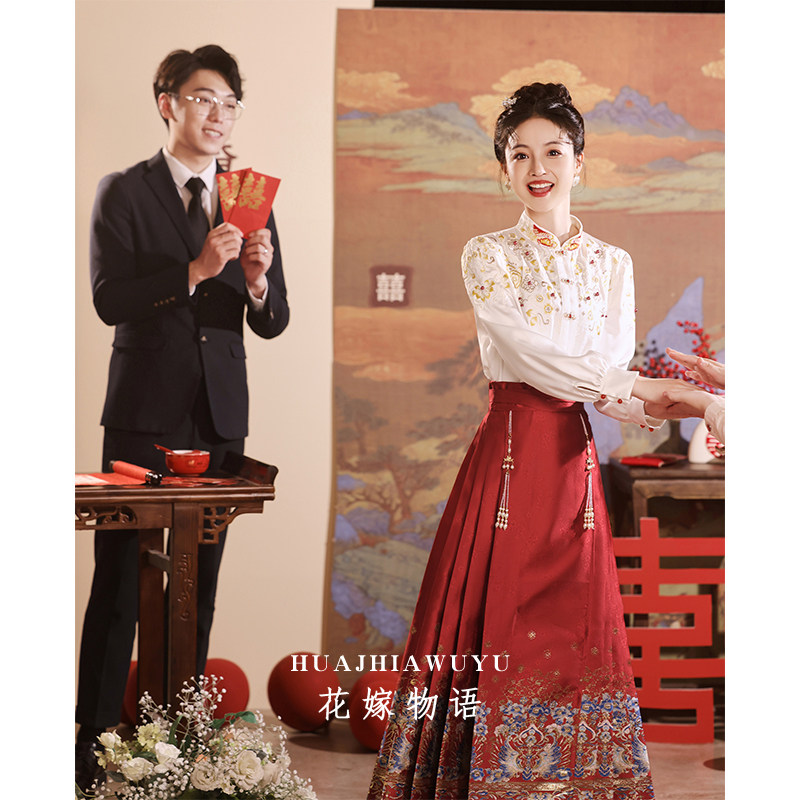 Toast With Superior High Sense 2023 New Engagement Qipao Horse Face Skirt Bride Back Door Chinese Dress Dress Winter Suit-Taobao