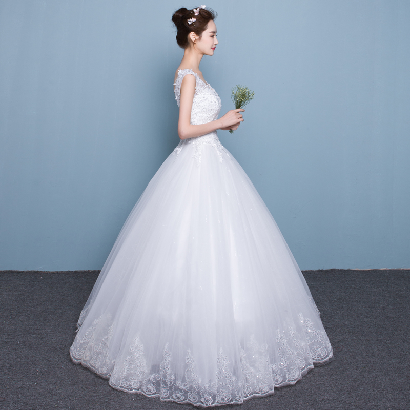 Pháp váy cưới nhẹ đôi vai cổ chữ V hiển thị mỏng siêu cổ tích đơn giản 2020 mới kéo dài đuôi cô dâu kết hôn