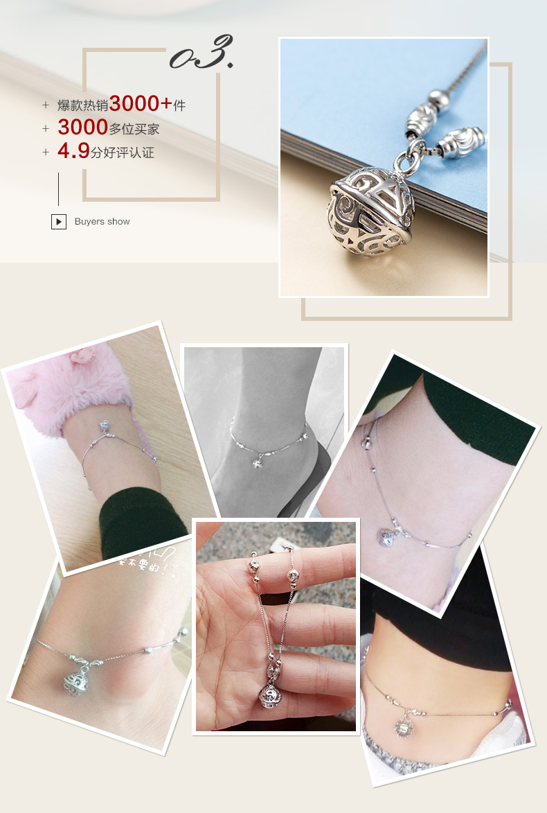 Bracelet de cheville Femme en Argenterie - Ref 3104939 Image 10