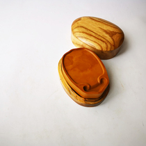 Yutang Zen inkstone yellow Songhua Stone Inkstone with wooden box 4 inch small inkstone single Mohai hand handle bag inkstone