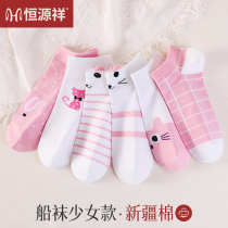 Hengyuan Xiangxiang Cute Japanese Socks female cotton summer pink girl socks student thin anti-odor cat light stockings