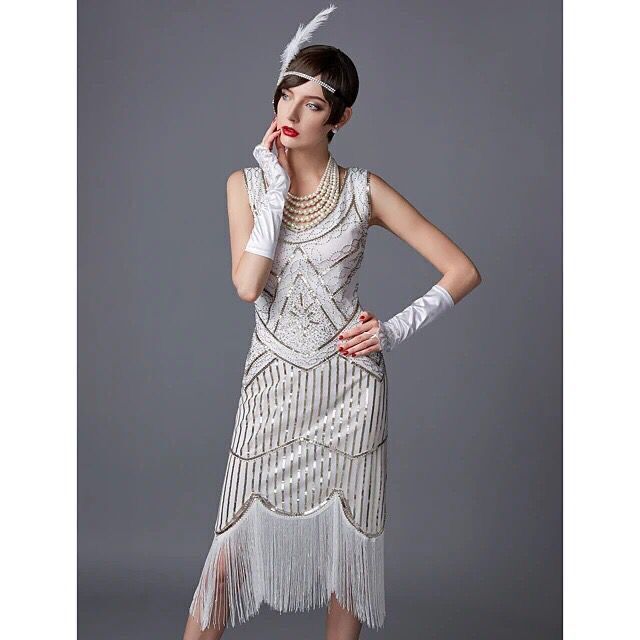 1920S Gatsby Dress V-Neck Sequin Tassel Cocktail Dress Flapper Dress for Women