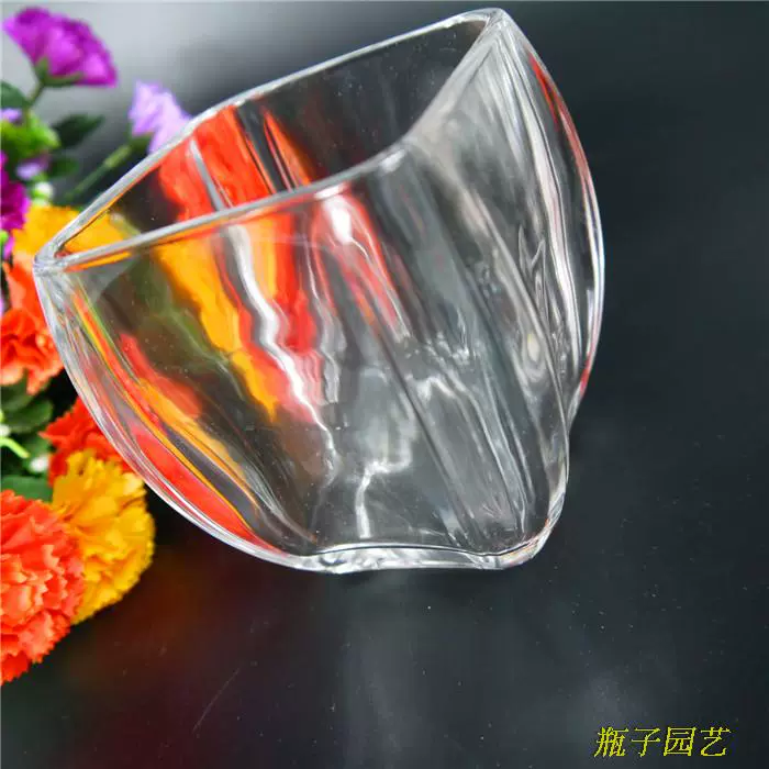 Bình thủy tinh vuông vuông Narcissus bát sen văn hóa nồi thủy canh bình thủy tinh chai vuông - Vase / Bồn hoa & Kệ