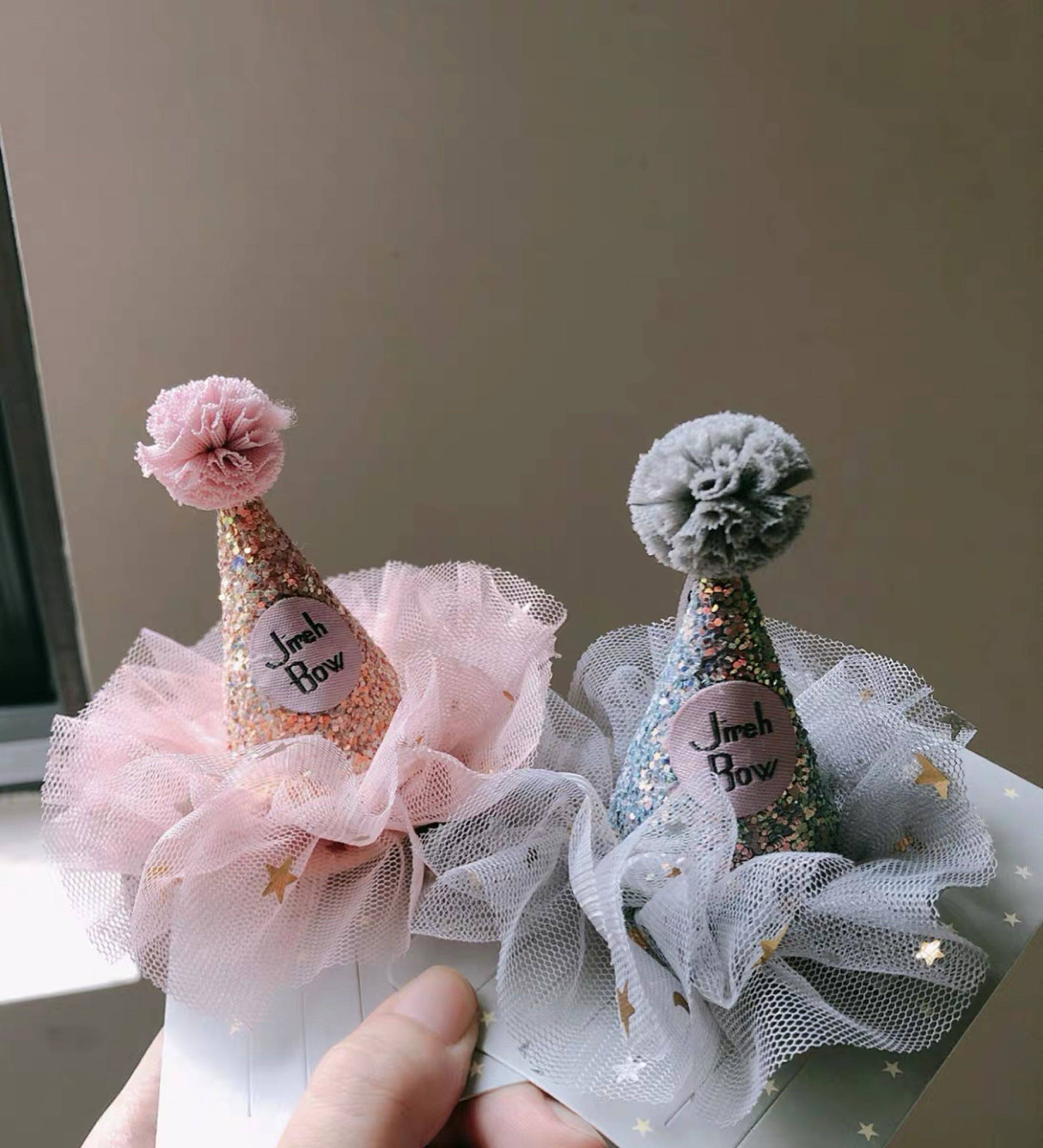 Limited time promotion wins Korean version of children's hair accessories pure handmade baby birthday hat hair clip baby party-Taobao