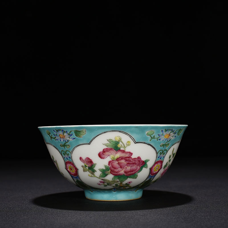 Clear Kangxi Imperial Pine Stone Green Space Open Windows All Season Flower Grain Bowl