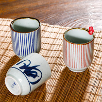 Three-point ceramic teacup Heat-resistant no handle couple cup Japanese style sushi water cup Retro simple table tea set