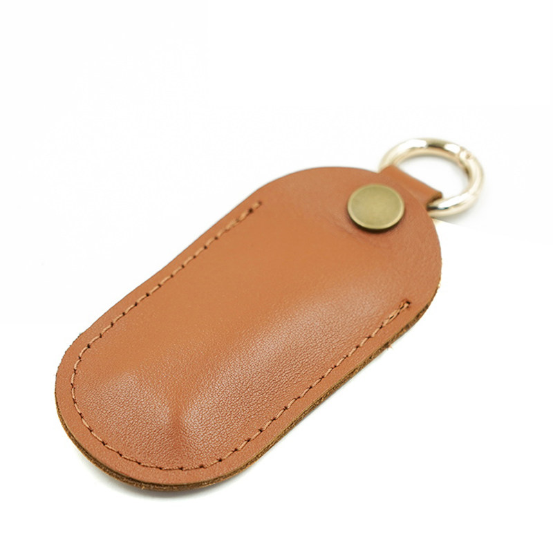 Genuine leather U disc protective sleeve Mini portable small mesh silver U shield containing small cover bag anti-lose personality key buckle leather cover