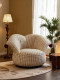 Clown-Style Lazy Sofa, Single-Person French Cream-Style Living Room Balcony Design, Leisure Fabric Swivel Sofa Chair for Home Use