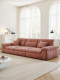French-Style Vintage Chenille Sweet Persimmon Sofa, Adjustable Straight Sofa for Living Room, Can Be Used for Sleeping or Reclining, Fabric Sofa