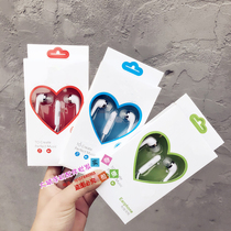 In-ear Headphone Movement Earplugs Line Control Peach Heart Gift Headphones Suitable for VIVO Huawei OPPO General Wholesale
