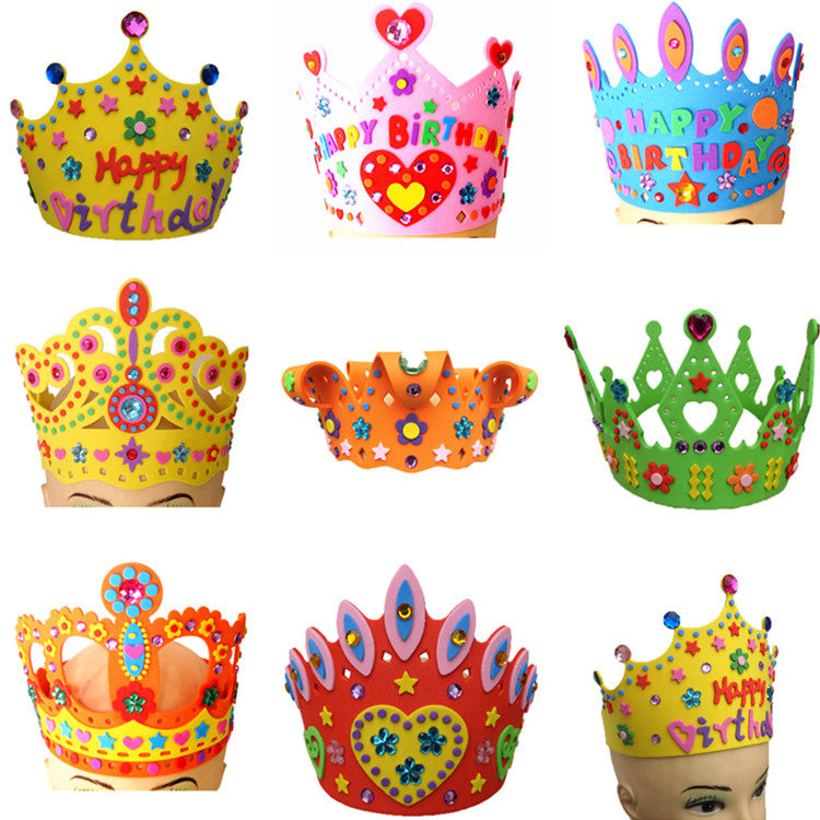 Birthday hat handmade diy material pack eva princess king male and female children crown children kindergarten baby gift
