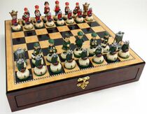 American Chess Golf Characters Model Pawns High Gloss Double Drawer Store Chessboard 17