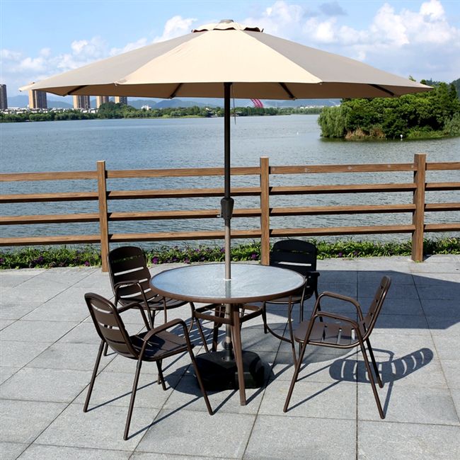 Bàn ghế ngoài trời ban công sắt rèn trong nhà sân thượng ngày nhựa sân vườn ô dù giải trí cửa hàng trà sát trùng bàn ghế mây tre ngoài trời