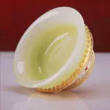 Древняя имитация нефрита восемь благоприятная резная чаша для воды позолоченное серебро бытовой домашний водопровод чашка для очистки святой воды настольный орнамент