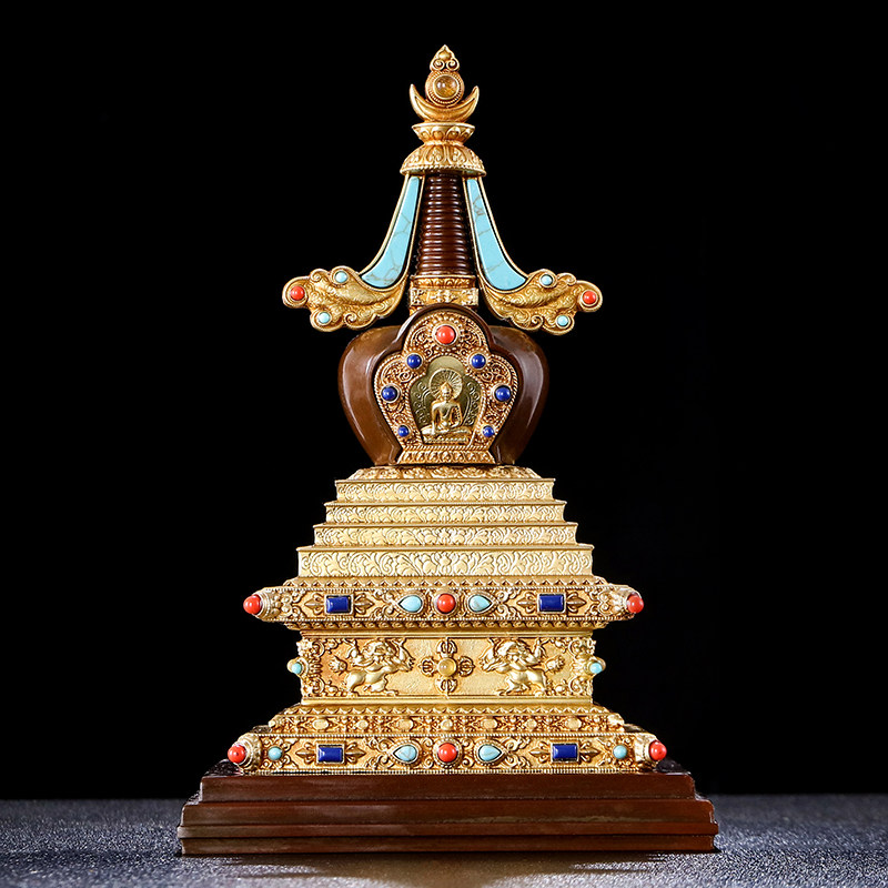 Pure copper stupa Stupa ornaments dedicated to the pagoda Tibetan-style gilt Tantric supplies for Buddha Bodhi tower trumpet