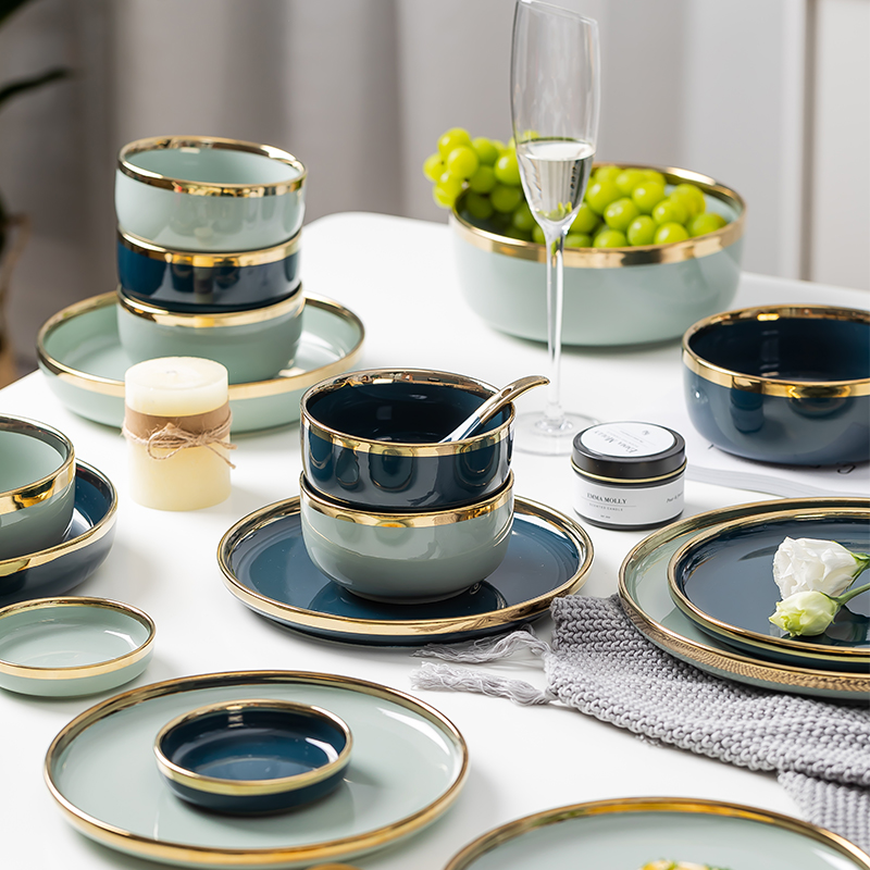 Nordic light luxury Phnom Penh thickened bowl set home creative ceramic bowls and chopsticks housewarming tableware gift set