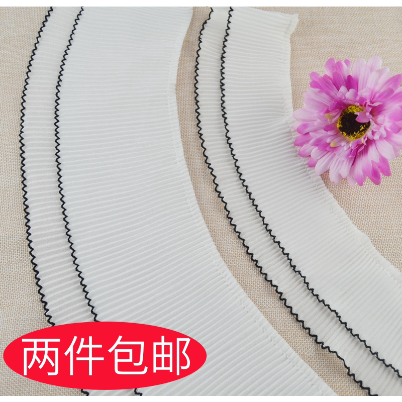 Double Chiffon pleated wide lace Children's clothing Women's neckline cuff hem decorative accessories fabric extended edge