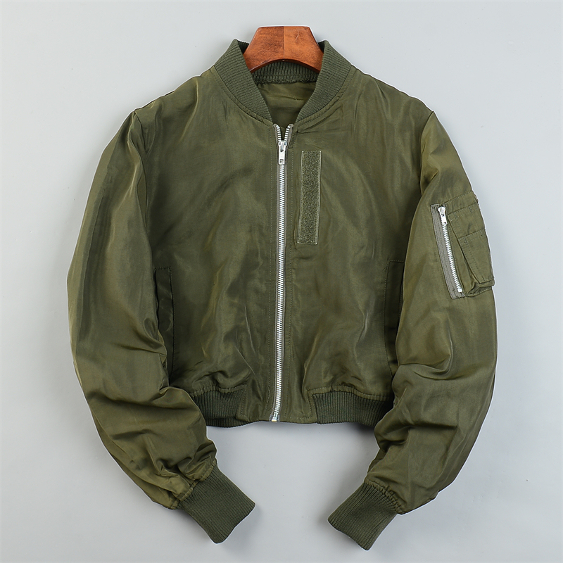 American-Style Workwear Stand-Up Collar Short Jacket for Women L84640 Spring and Autumn Fashion Zipper Flight Jacket Long-Sleeve Baseball Jacket