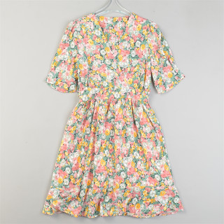 Sweet floral chiffon dress 10.7l84774 stacked v-neck lace-up high-waist a-line skirt summer age-reducing mid-skirt