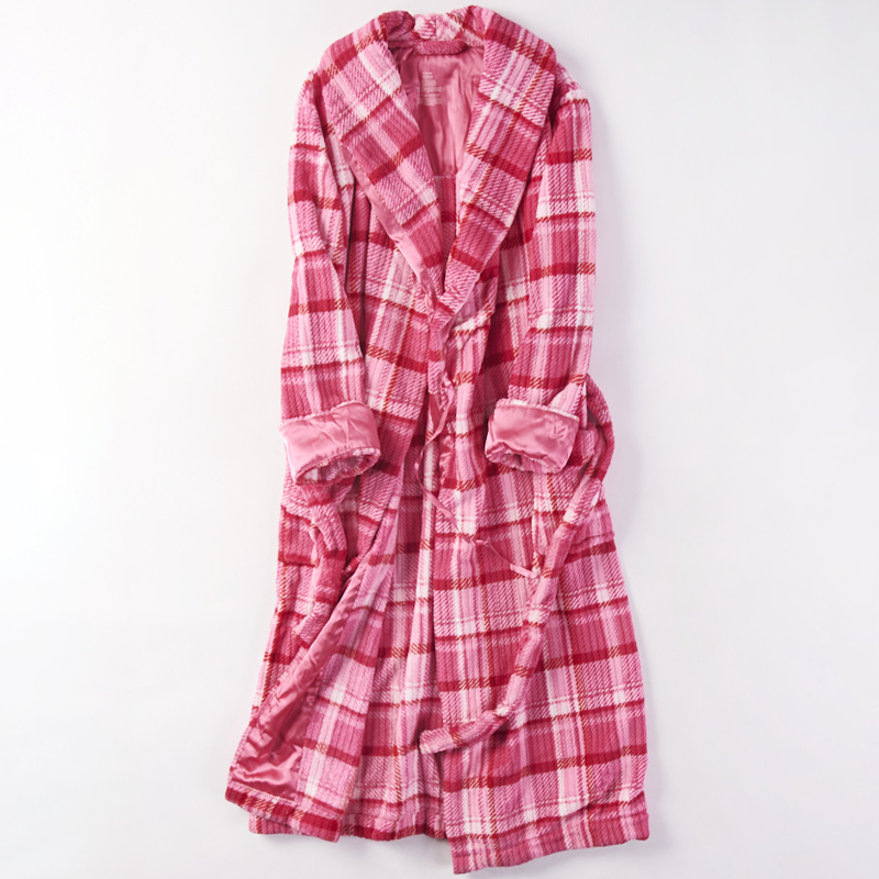 66046 Spring Autumn Winter New men and women turn over long version pyjamas Comfortable Warm Coral Suede Home Conserved Bathrobe 45