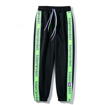 American high street style black leggings sweatpants for men and women l86668 spring and summer style new side letter drawstring trousers casual