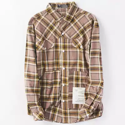 61213 Spring and Autumn New Men and Women College Style Single-breasted Loose Fashion Casual Joker Plaid Long Sleeve Shirt 32