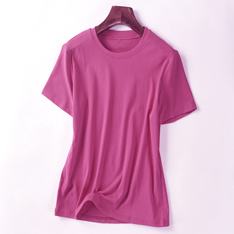 26735 Summer new women's Korean style round neck fashion casual solid color all-match pure cotton comfortable short-sleeved T-shirt 1222