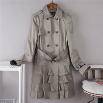 64052 Spring and Autumn new womens Korean version of lapel casual Joker OL temperament fashion double-breasted windbreaker coat coat 626