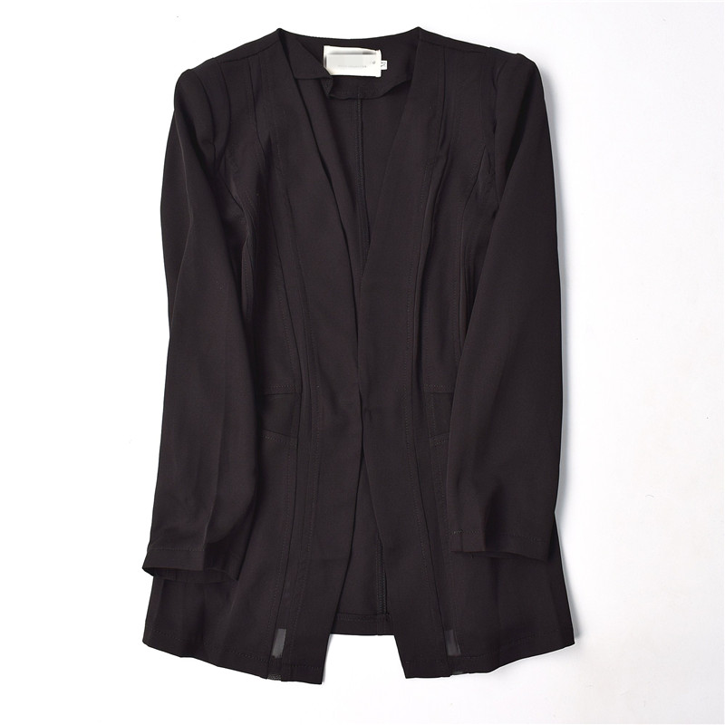 66335 Spring Autumn New Products Women's Fashion V Neckline Sweatshirt With Slim Commute 100 Hitch OL Black Short jacket 11