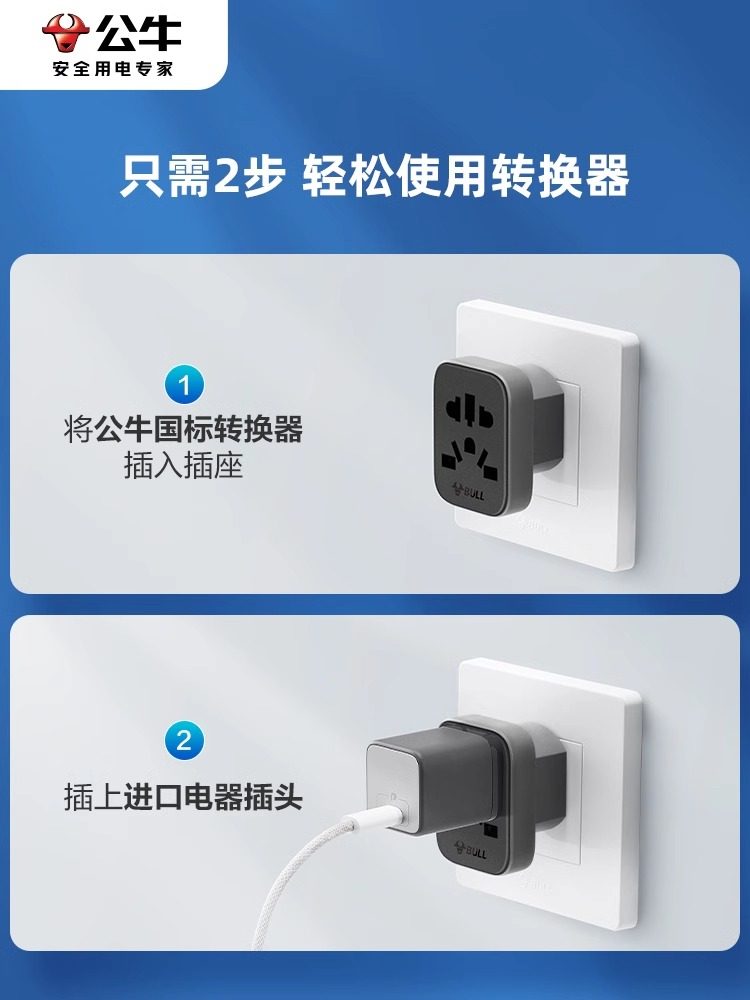 Bull Korea to China Adapter Plug European Standard Round Pin Adapter Socket British Standard Australian Standard Universal Converter