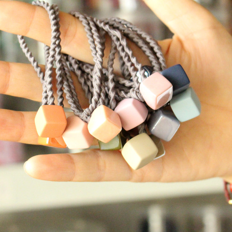 Korea Korean version of high elastic hair ring Acrylic two pieces of rubber band hair ring Hair ring Cute small fresh hair jewelry for women