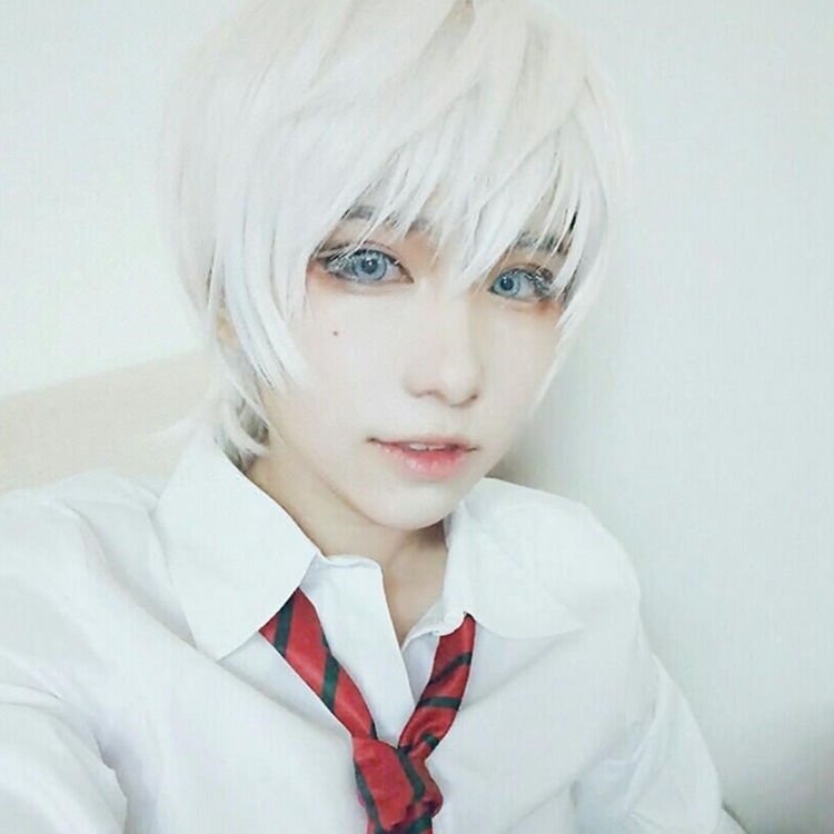 Hai yếu tố anime cosplay tóc giả bạc trắng ngắn thẳng tóc giả tóc Minghu Jieshen Shenba Wei Jinmuyan cosplay sexy