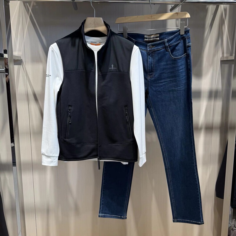 Authentic Biyinlefen Men's Clothing from the Mall Counter, Autumn and Winter Men's One-Piece Fleece Ultra-Light Ultra-Warm Stand Collar Fashion Vest