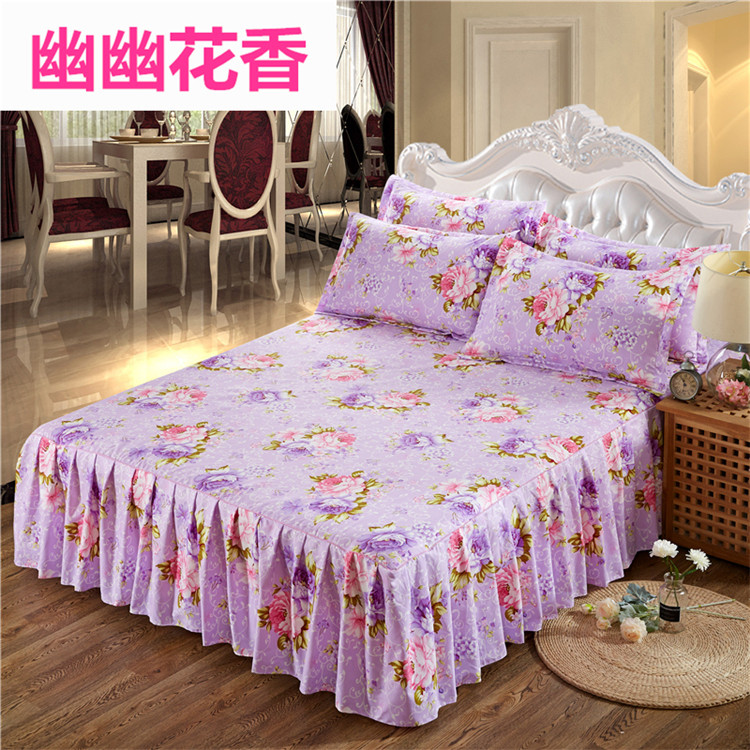 Lớn màu đỏ bông đơn giường váy cưới ba mảnh ren giường 1.8 / 2.0 giường bông bụi váy giường đẹp	