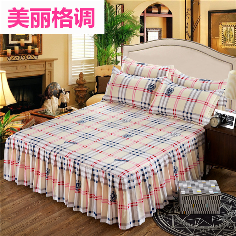 Lớn màu đỏ bông đơn giường váy cưới ba mảnh ren giường 1.8 / 2.0 giường bông bụi váy giường đẹp	